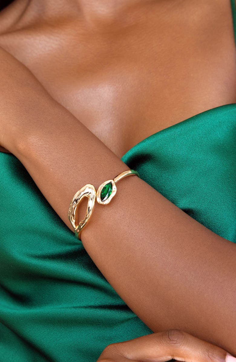 Ettika Molten Marquise Cuff Bracelet, Alternate, color, Green