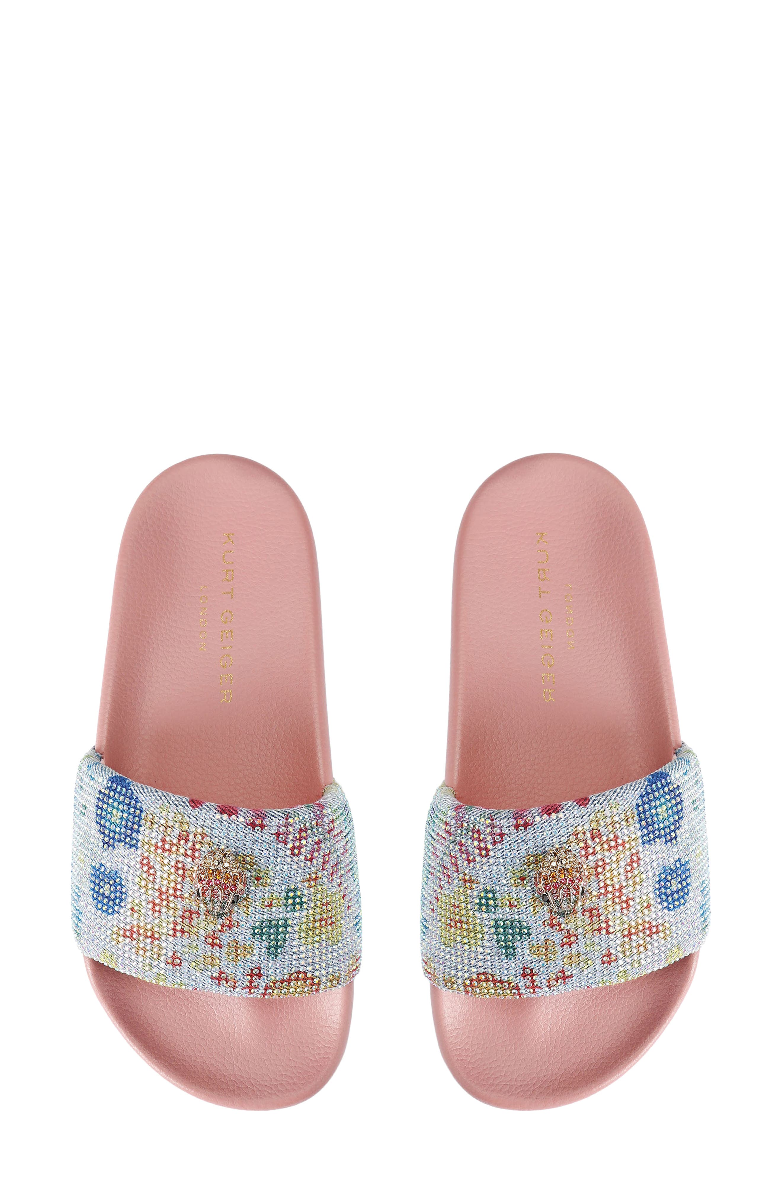 Meena Eagle Slide Sandal, Alternate, color, LIGHT PINK/ PASTEL BLUE