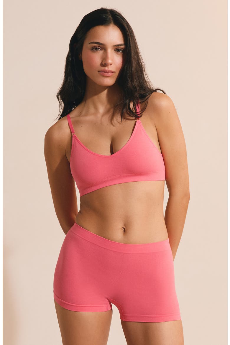 Amande Seamless Cotton Blend Boyshorts, Alternate, color, GRENADINE