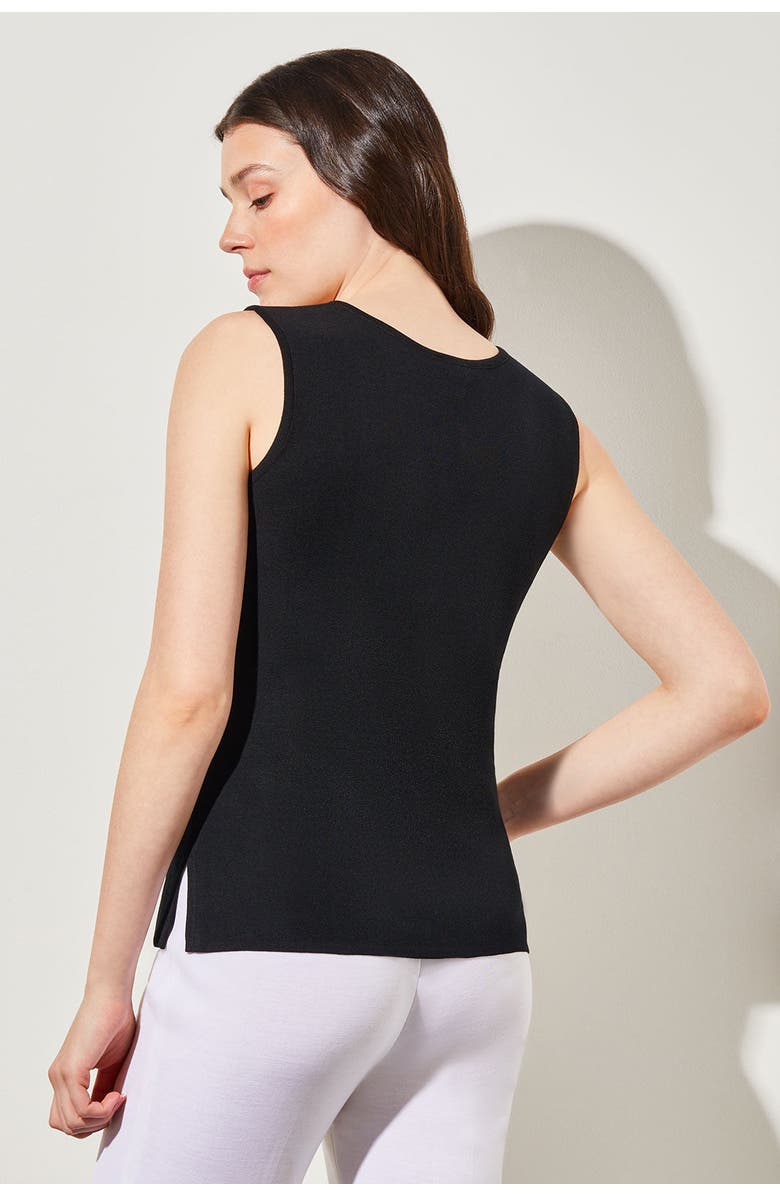 Ming Wang Mid-Length Scoop Neck Knit Tank, Alternate, color, Black