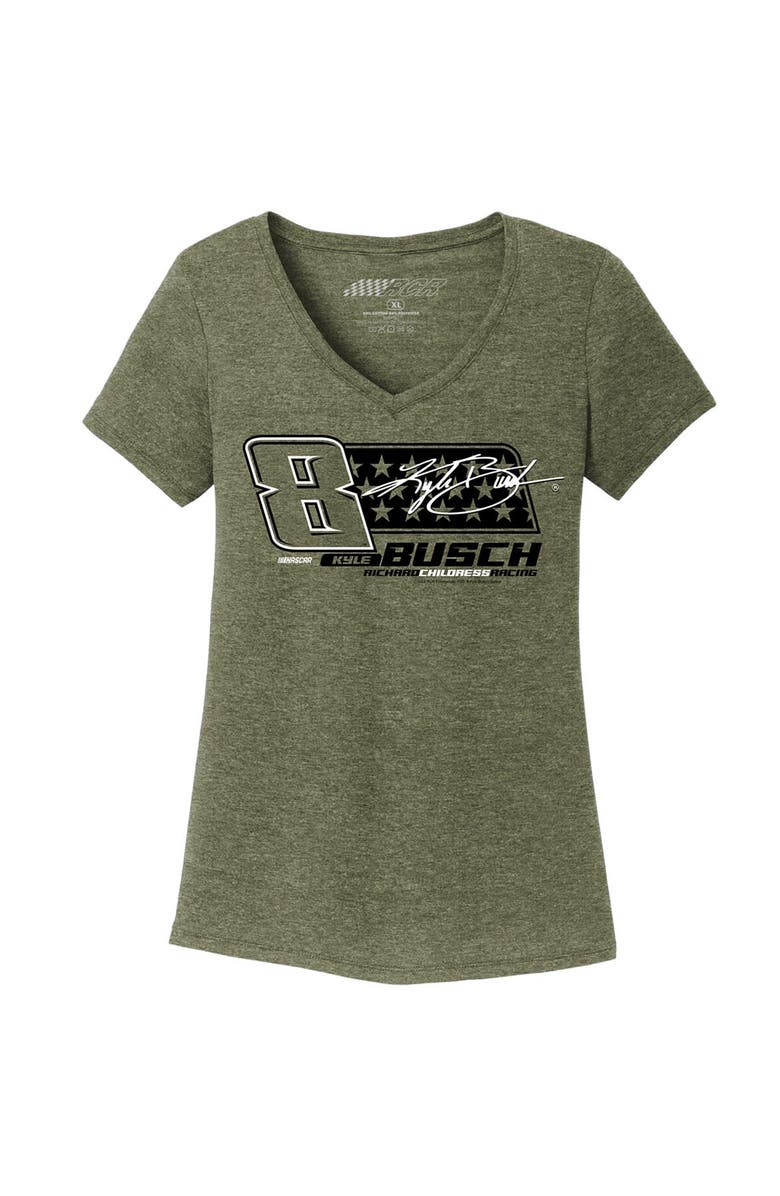 NASCAR Women's Richard Childress Racing Team Collection Green Kyle Busch Tri-Blend V-Neck T-Shirt, Alternate, color, 