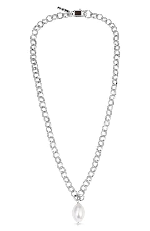 Men's Pearl Charm Chain Necklace