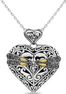 DEVATA Dragonfly Heart Pendant Necklace in Sterling Silver and 18K Gold