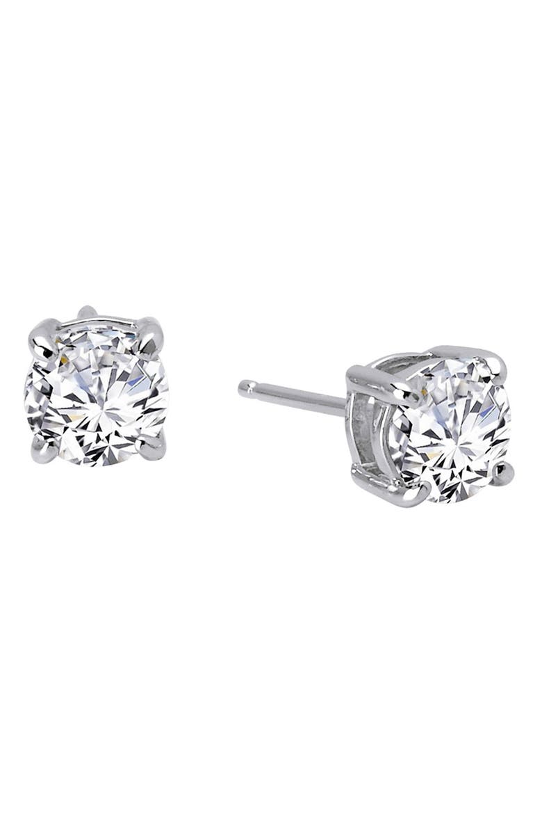 Simulated Diamond Stud Earrings, Alternate, color, SILVER/ CLEAR