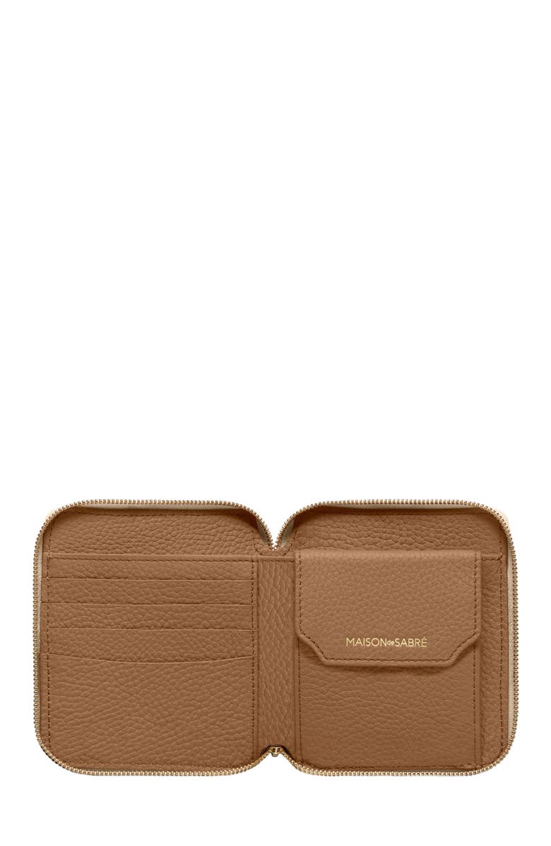 MAISON de SABRÉ Small Leather Zip Around Wallet, Alternate, color, Saharan Brown