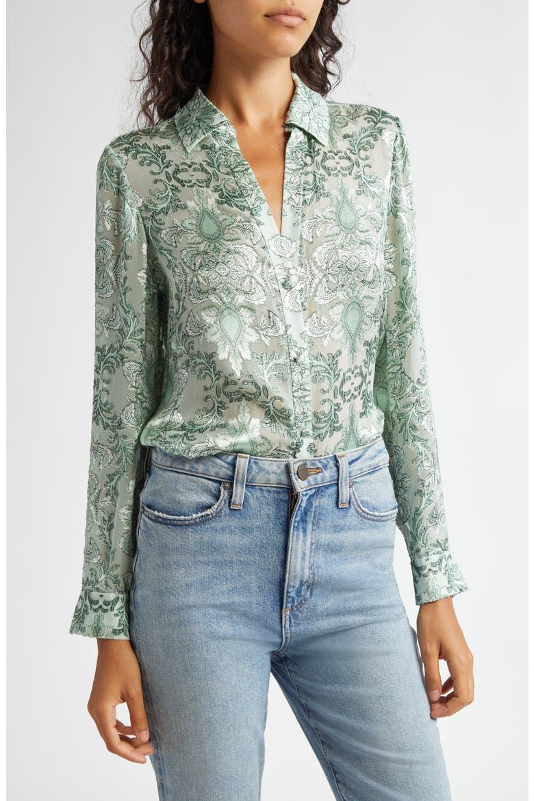 Eloise Button-Up Shirt, Main, color, VANITY PISTACHIO