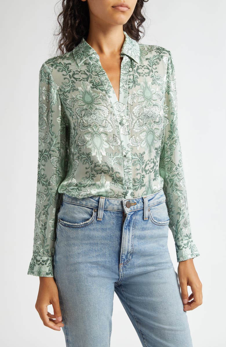 Alice + Olivia Eloise Button-Up Shirt, Main, color,