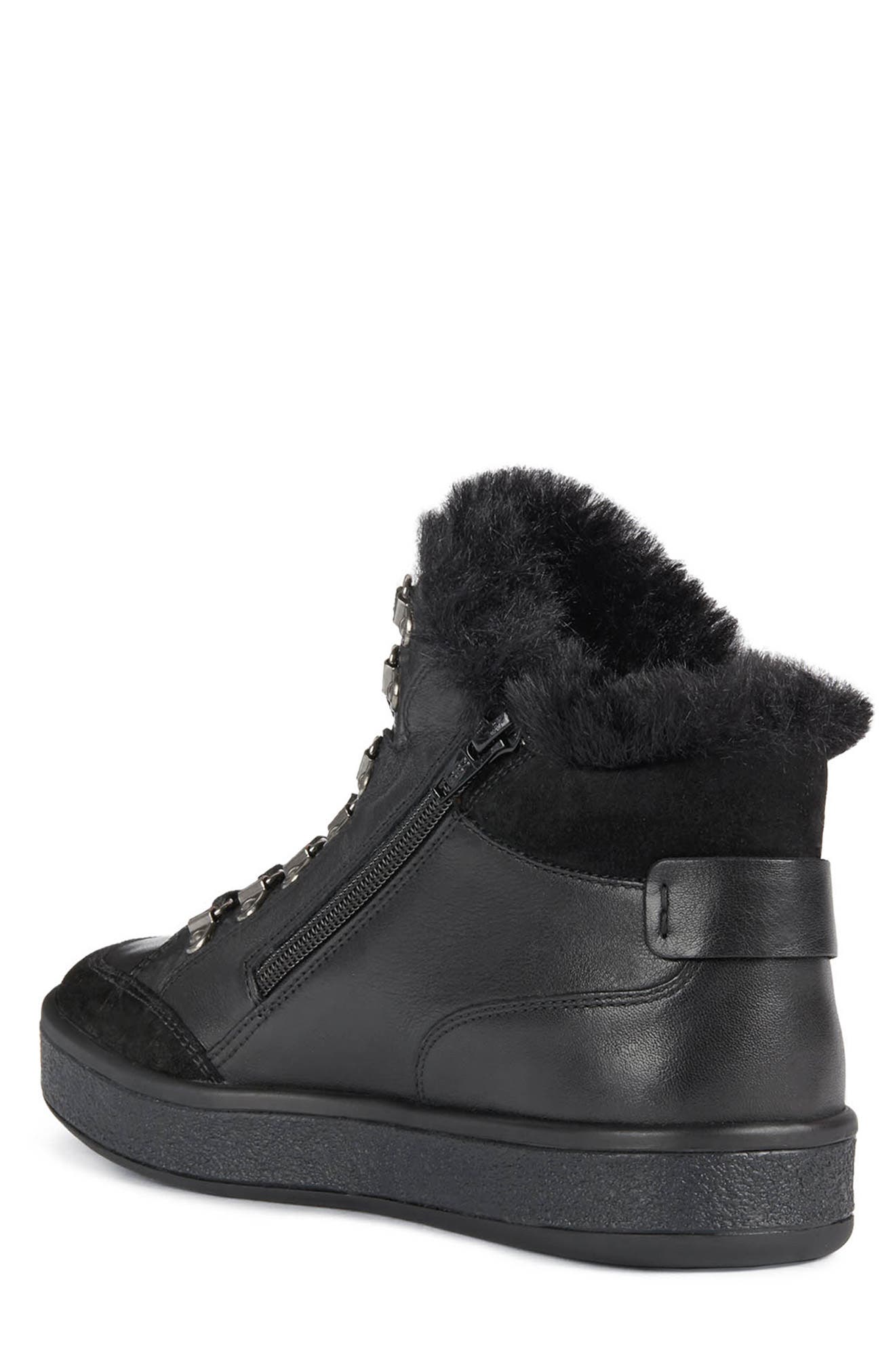 Geox Leelu Faux Fur Lined High Top Sneaker, Alternate, color, 