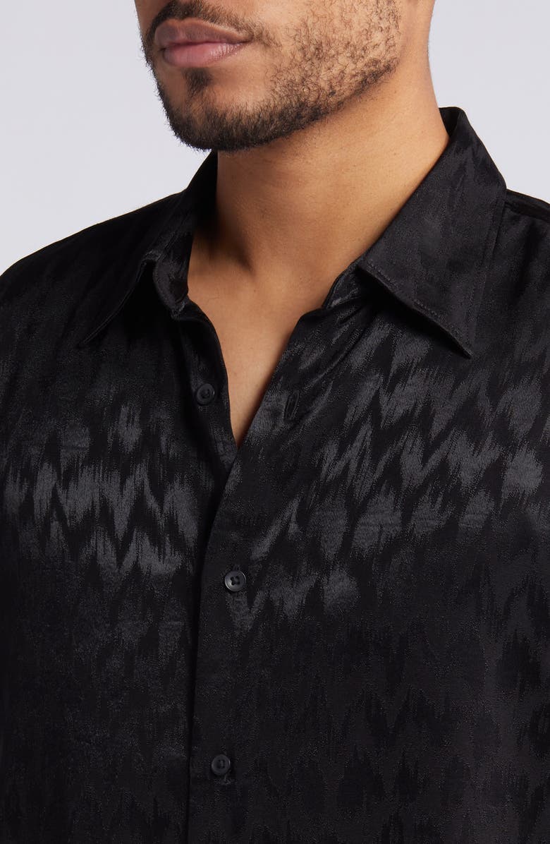 Open Edit Jacquard Stretch Satin Button-Up Shirt, Alternate, color, 