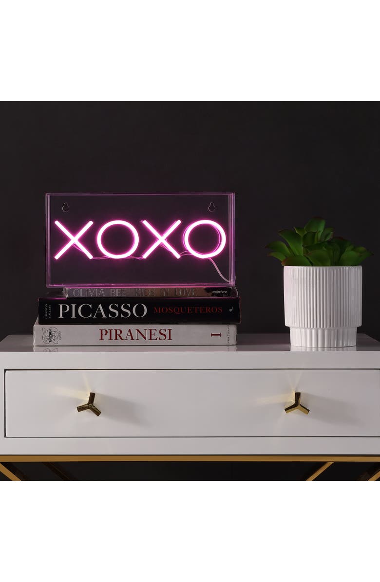 JONATHAN Y Contemporary Glam Acrylic Box USB Operated LED Neon Light, Alternate, color, Pink