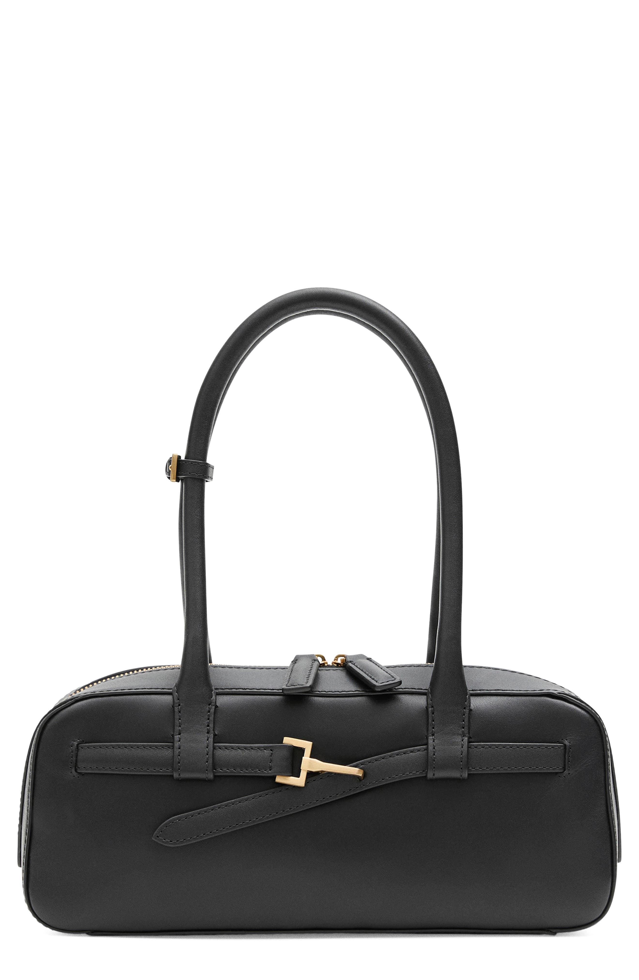 MANGO Leather Shoulder Bag, Main, color, 