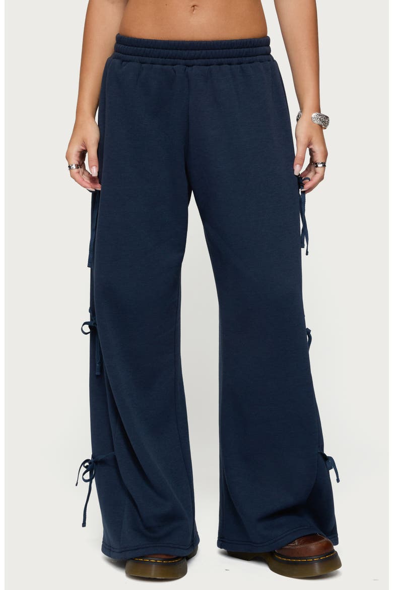 Claudette Ribbon Baggy Sweatpants, Main, color, NAVY