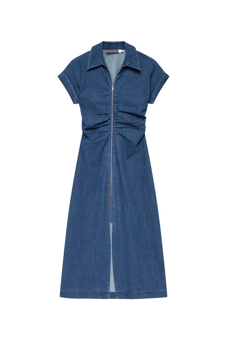 Denim Classic Collar Midi Dress, Alternate, color, Blue