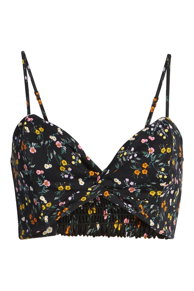 Lias Twist Front Crop Top, Alternate, color, NOIR PETITE FLEUR
