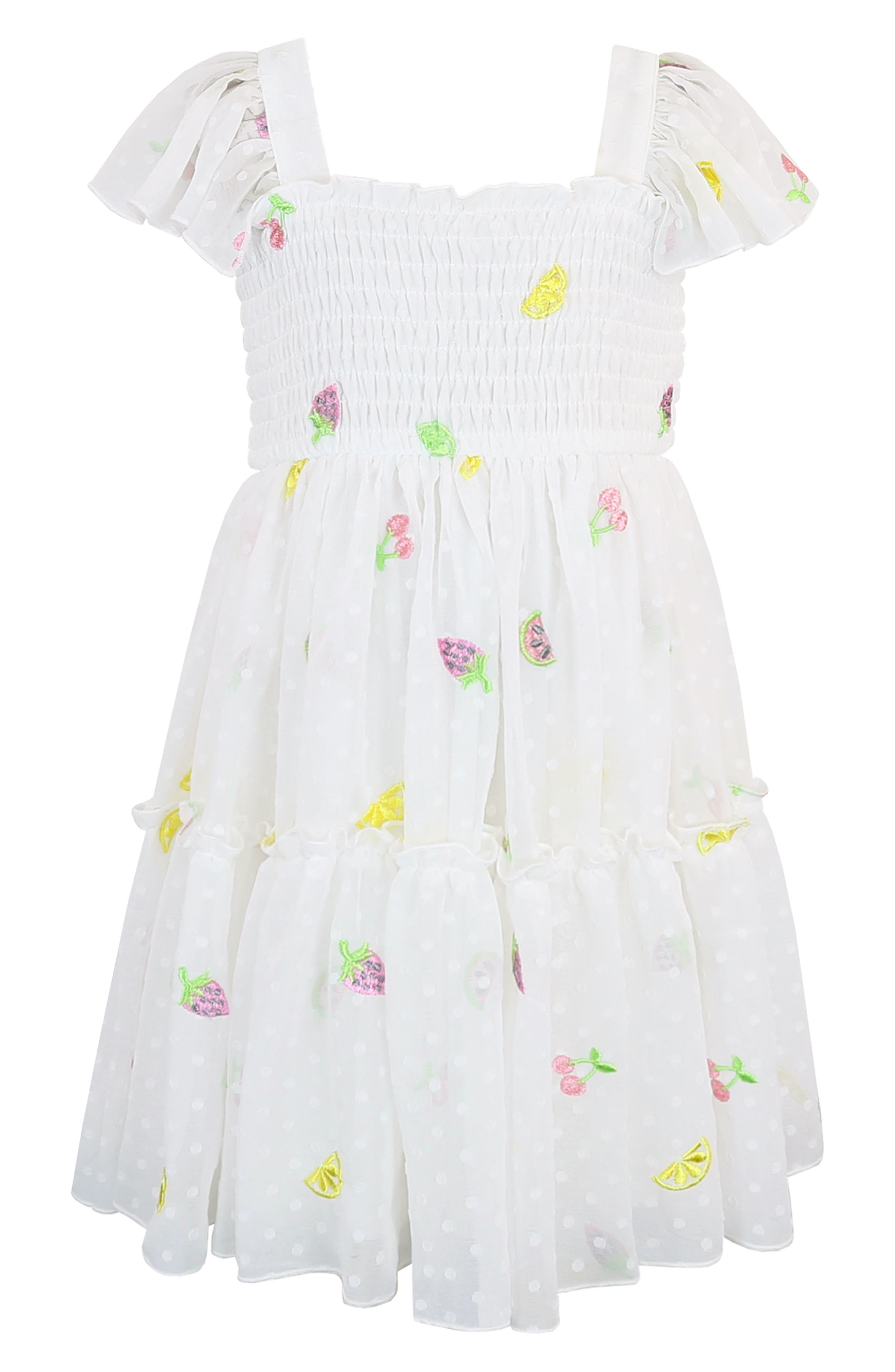 Zunie Kids' Fruit Embroidered Smocked Dress