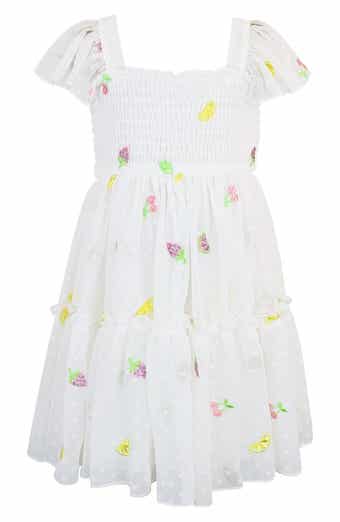 Kids' Fruit Embroidered Smocked Dress