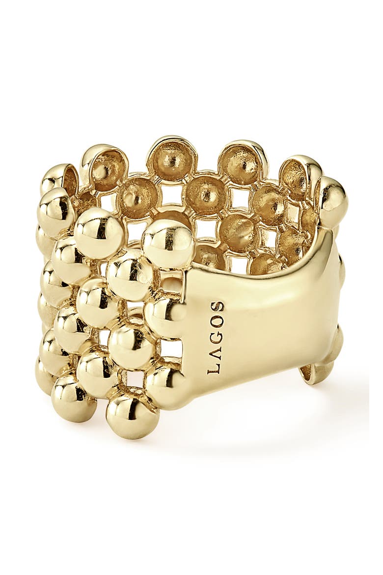 Caviar Gold Wide Band Ring, Alternate, color, GOLD