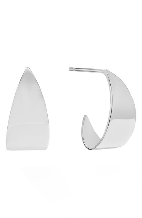 14K Gold Wrapped Wide Huggie Earrings