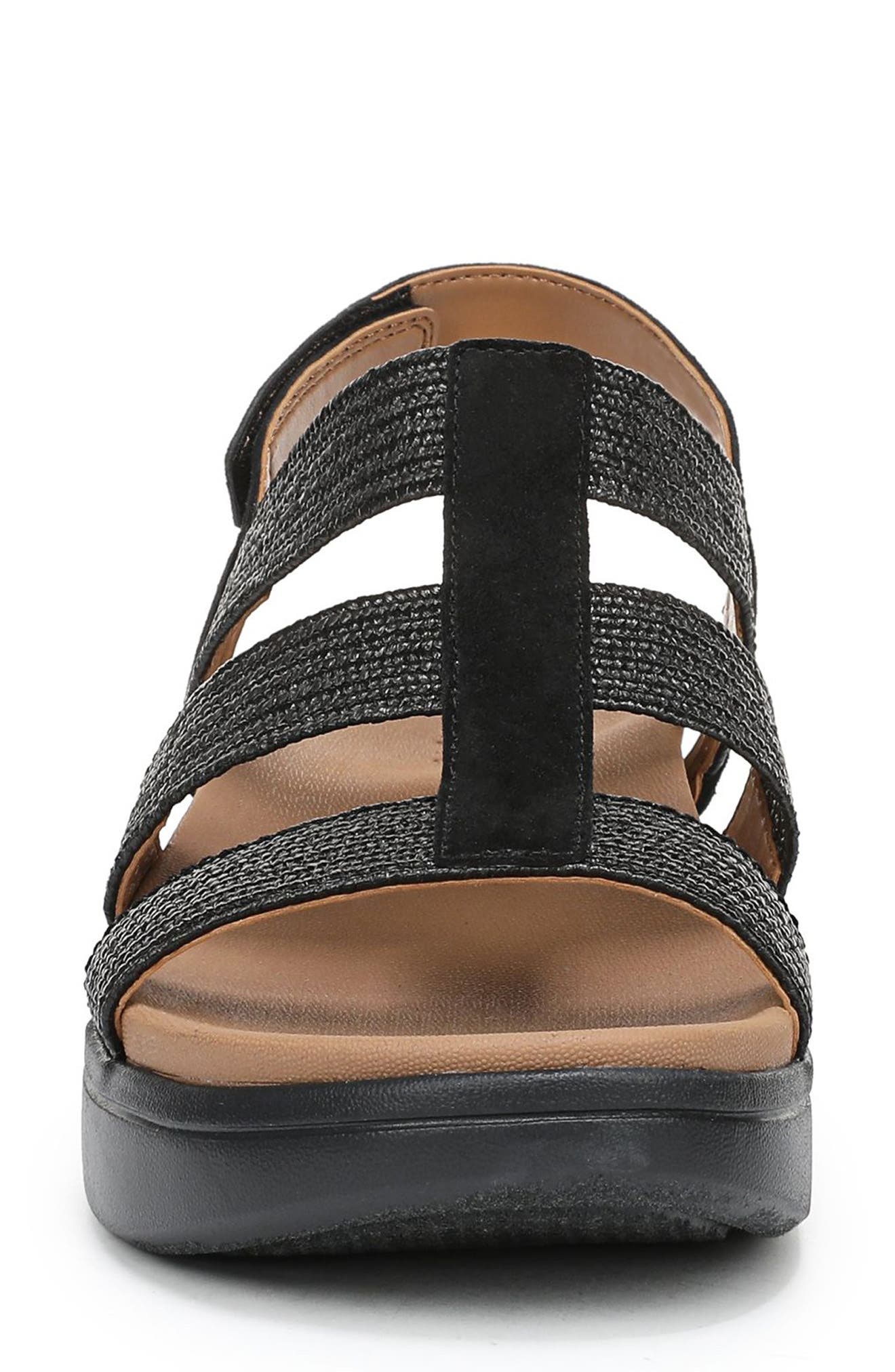 Vionic Sabrina Fisherman Platform Sandal, Alternate, color, Black Leather And Suede