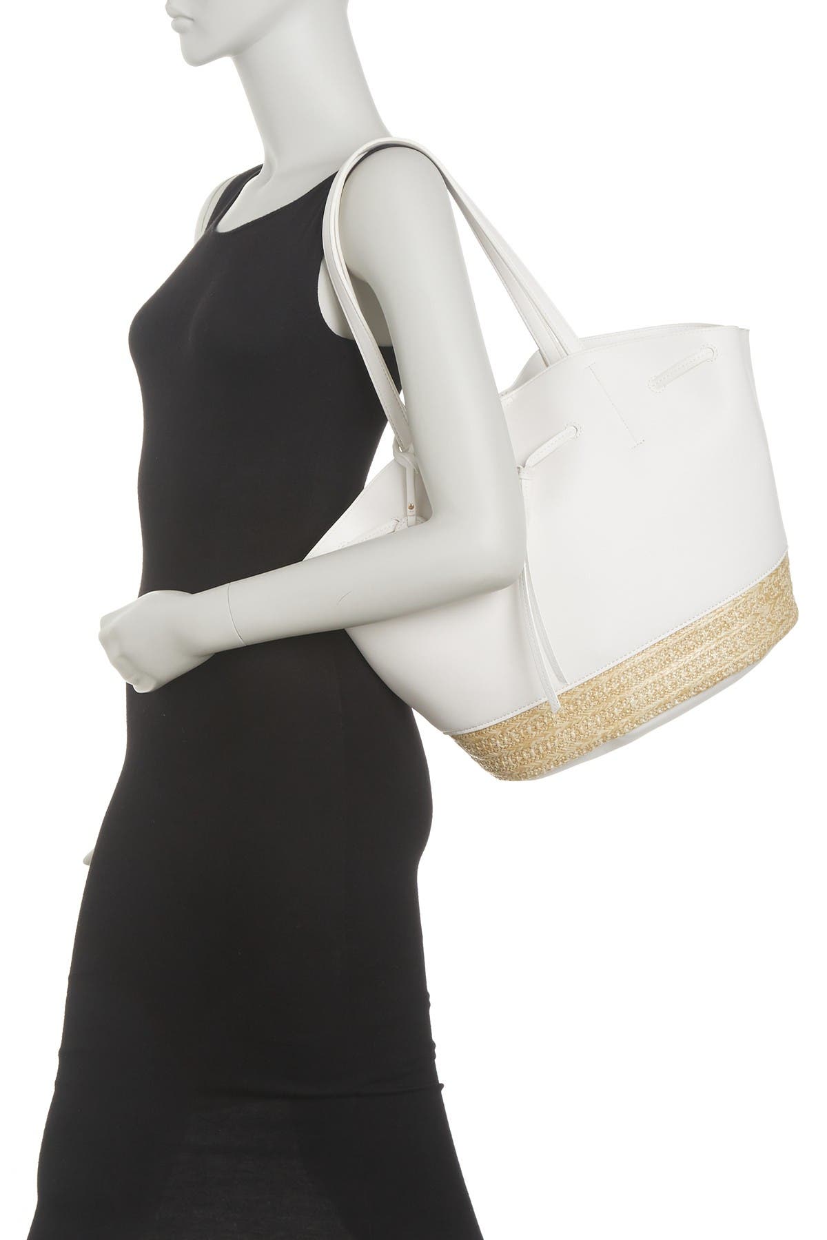 Sole Society Felia Straw Bottom Tote, Alternate, color, 