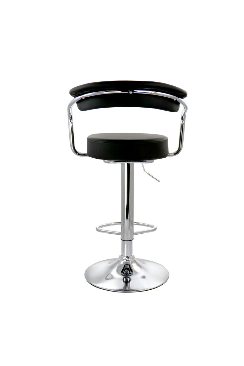 2 Piece Faux Leather Retro Adjustable Bar Stool, Alternate, color, Black