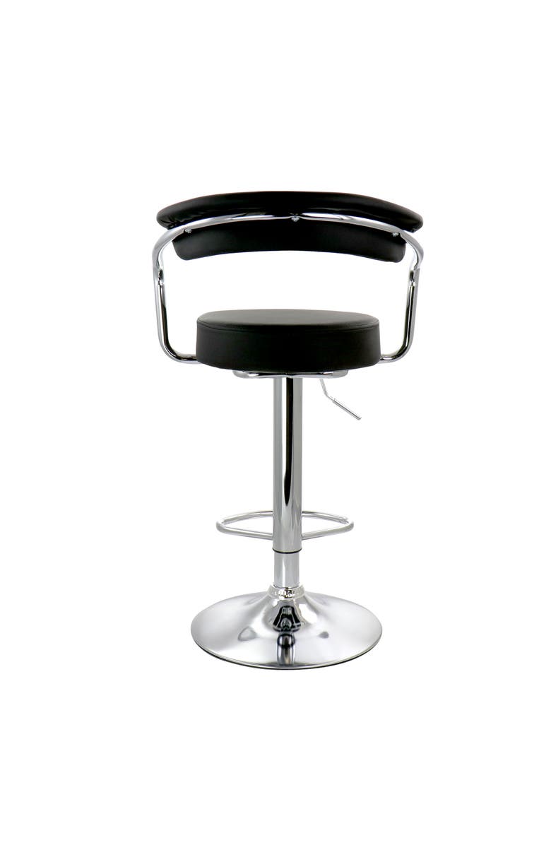 Elama 2 Piece Faux Leather Retro Adjustable Bar Stool, Alternate, color, Black
