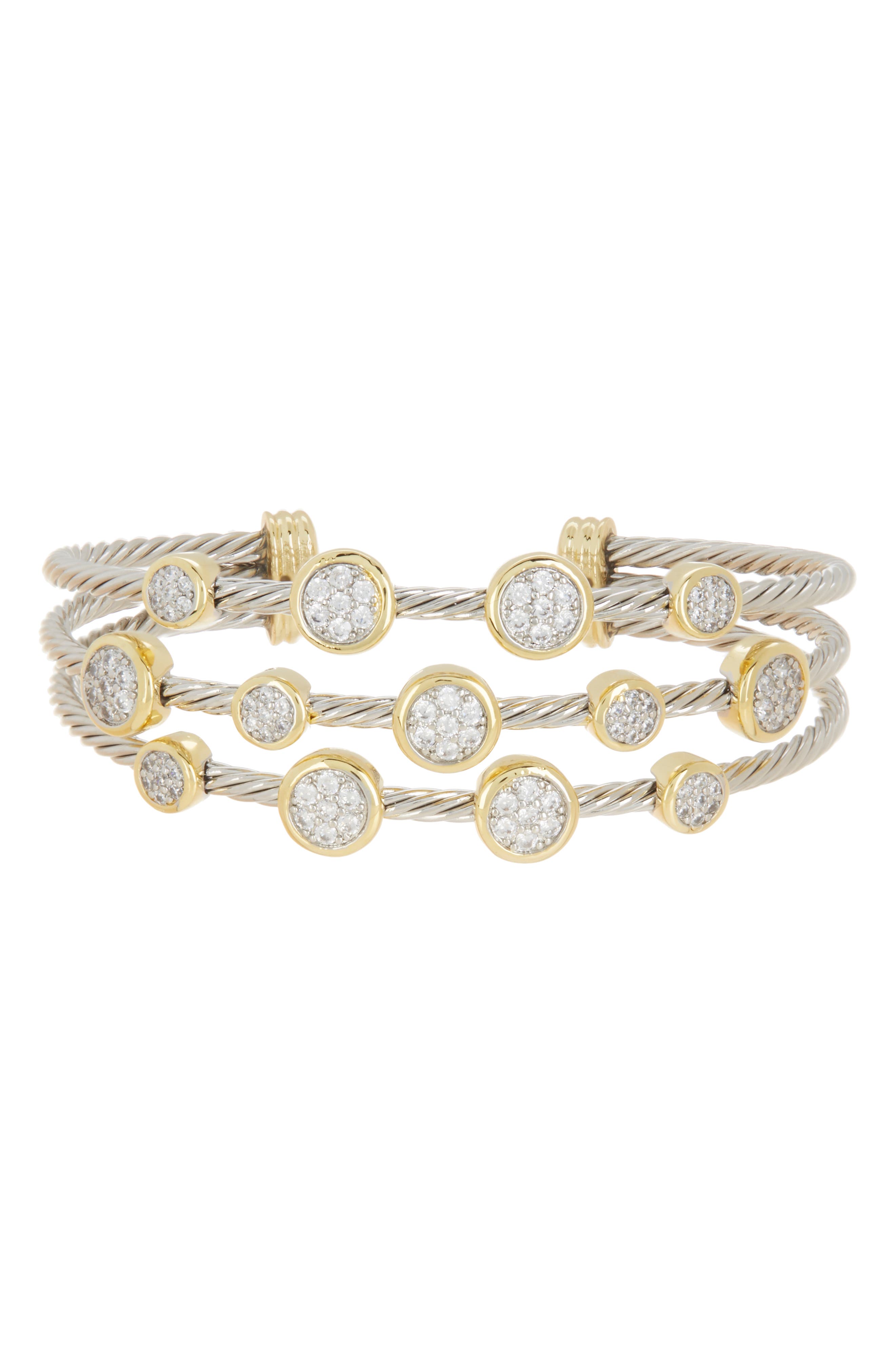 Juvell Two-Tone CZ Wire Cuff Bracelet