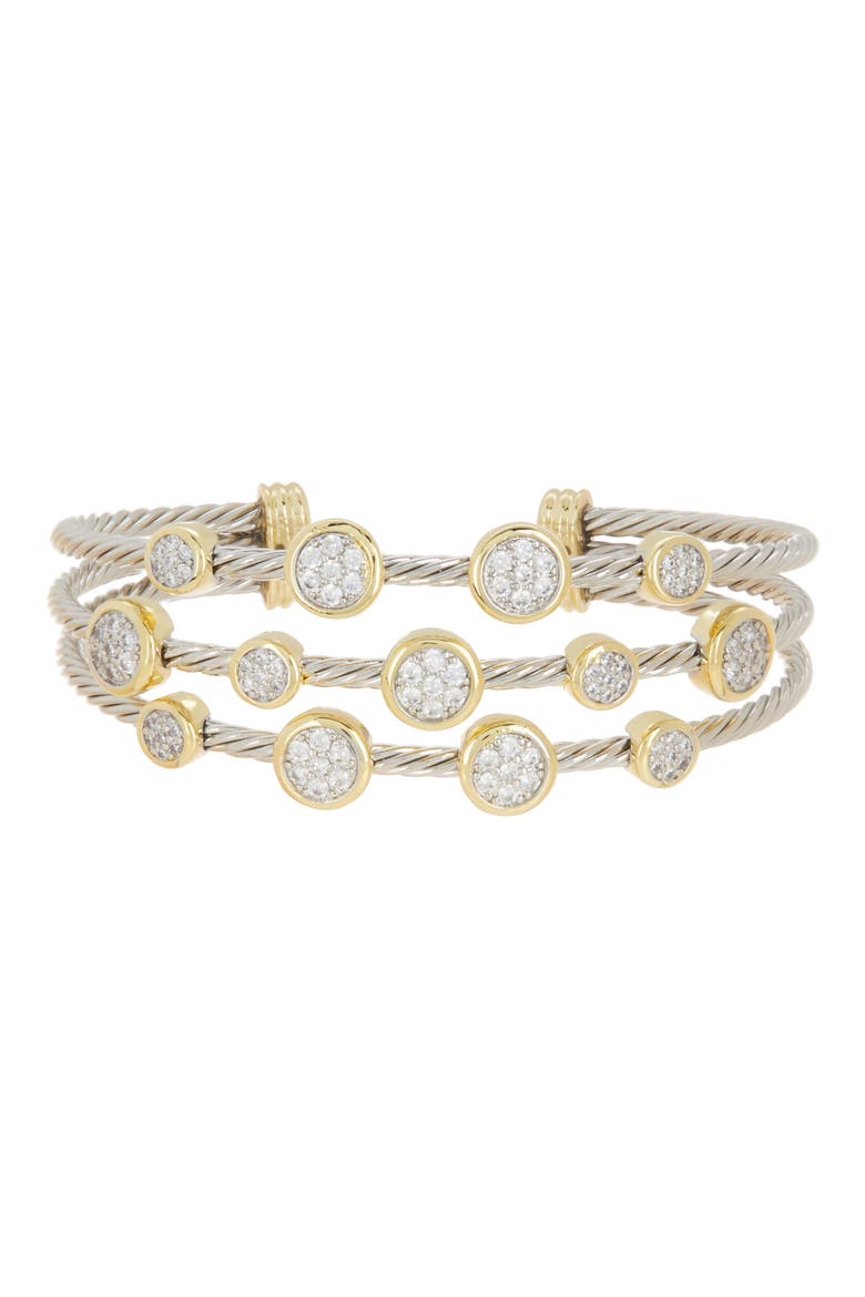 Two-Tone CZ Wire Cuff Bracelet, Main, color, TWO TONE