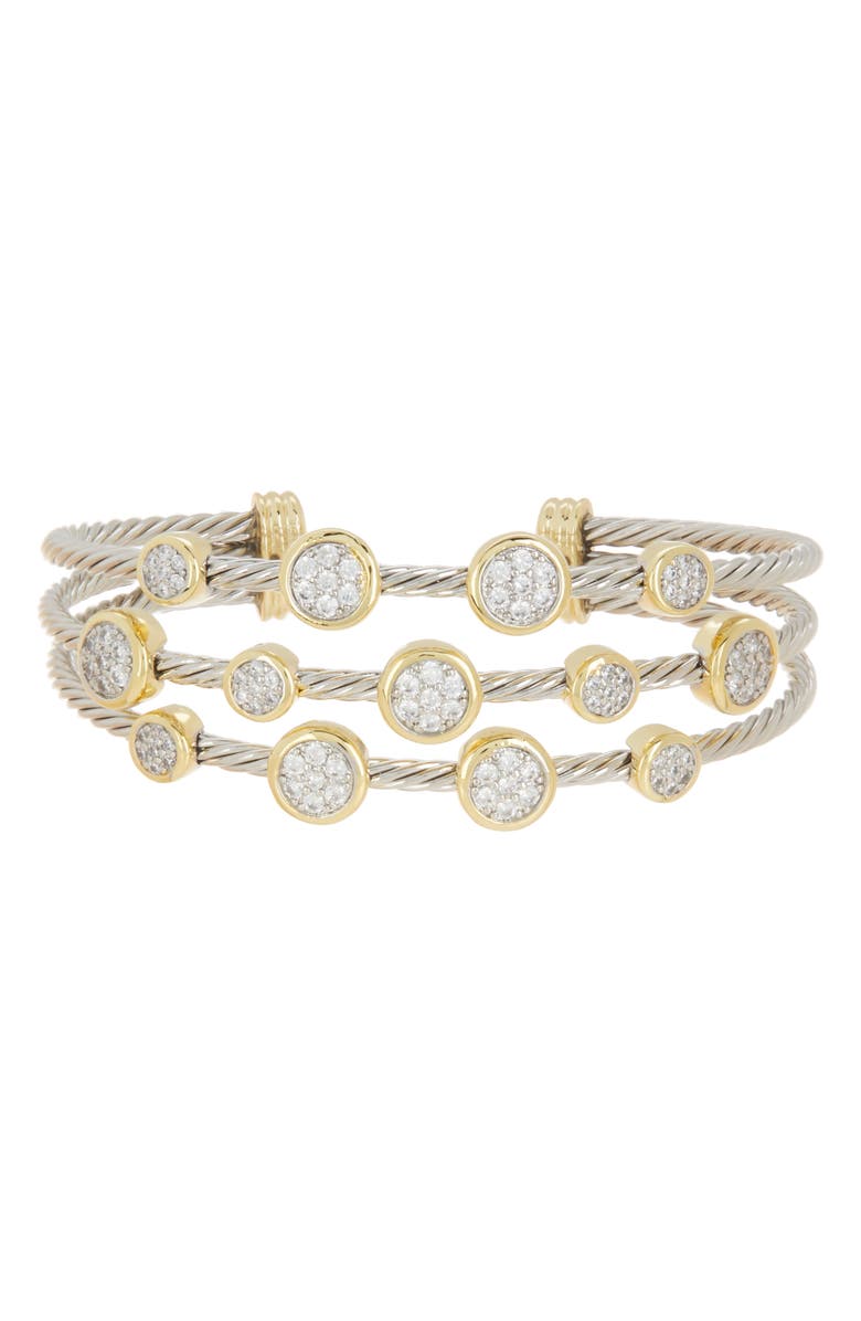 Juvell Two-Tone CZ Wire Cuff Bracelet, Main, color, Two Tone