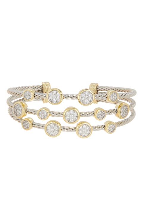 Two-Tone CZ Wire Cuff Bracelet