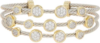 Two-Tone CZ Wire Cuff Bracelet