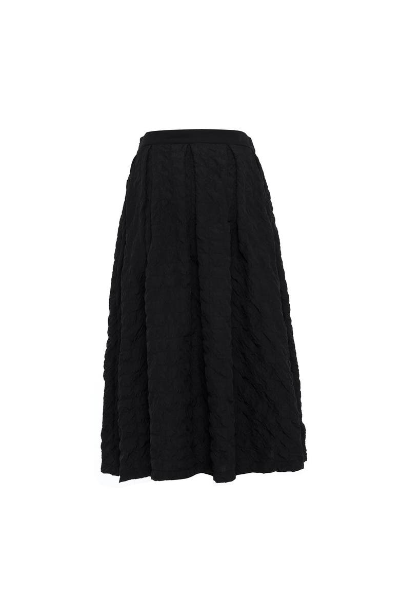 THEO The Label Calypso Pleated Midi Plaid Skirt, Alternate, color, Black
