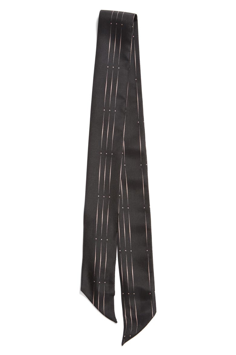 Silk Skinny Scarf (Nordstrom Exclusive), Alternate, color, BLACK GEO STRIPE PRINT