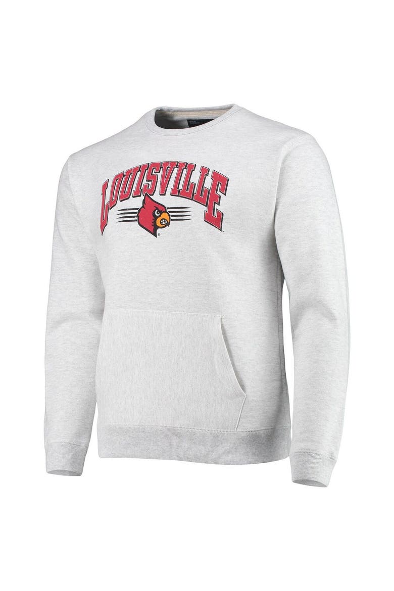Men's League Collegiate Wear Heathered Gray Louisville Cardinals Upperclassman Pocket Pullover Sweatshirt, Alternate, color, Heather Gray