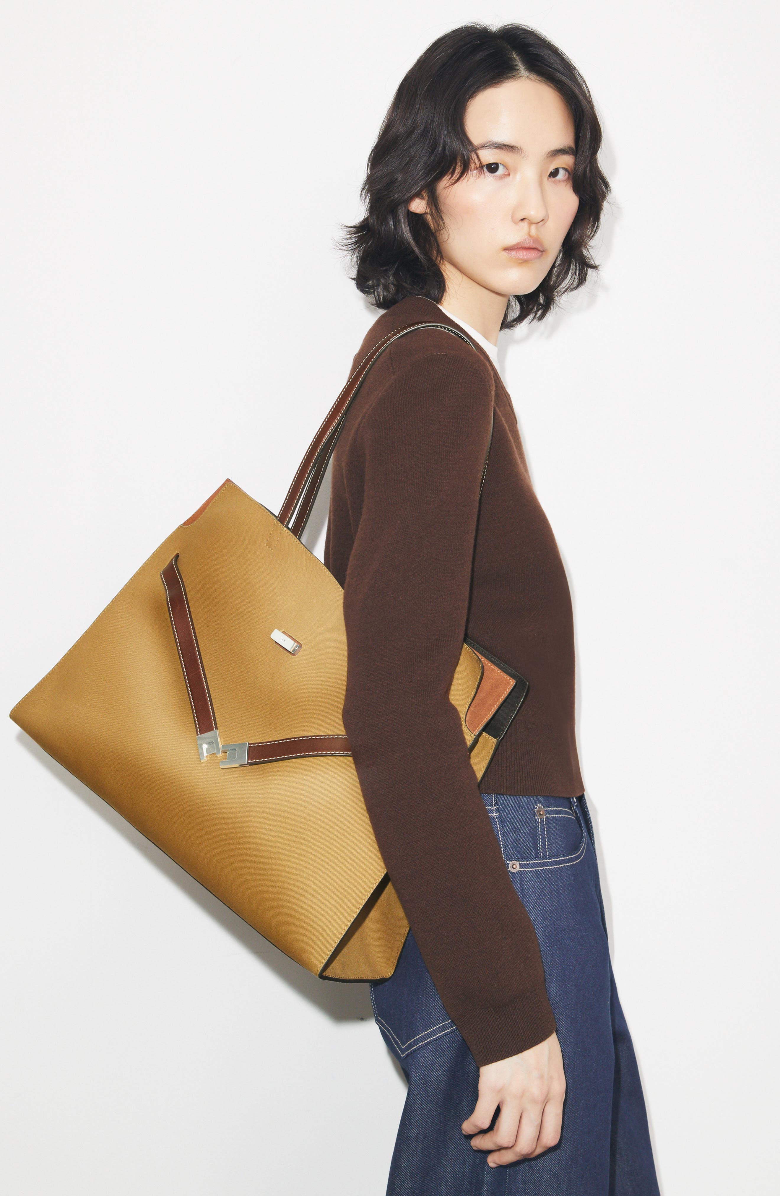 Tory Burch Lee Radziwill Canvas Tote, Alternate, color, Khaki