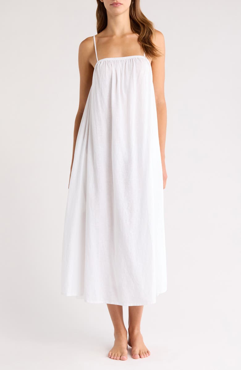 Nordstrom Vacation Linen Blend Nightgown, Main, color, White