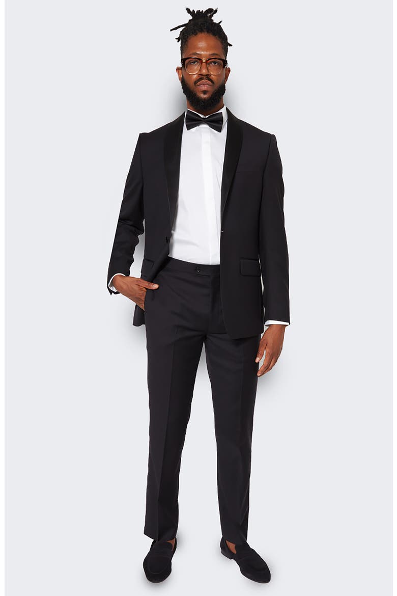 Shawl Lapel Solid Wool Dinner Jacket, Alternate, color, BLACK