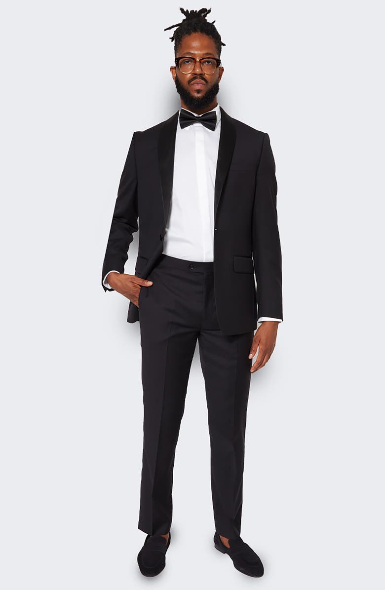 9tofive Shawl Lapel Solid Wool Dinner Jacket, Alternate, color, Black