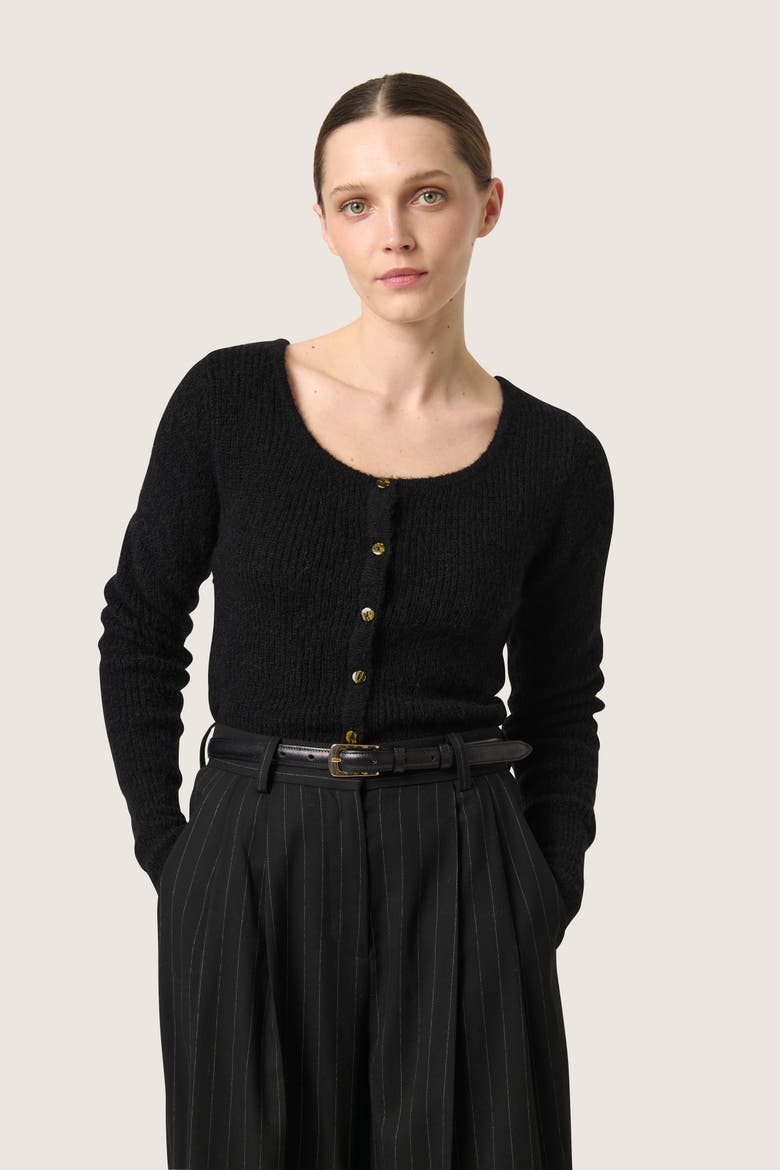 Sltuesday Slim Fit Button Cardigan, Main, color, Black