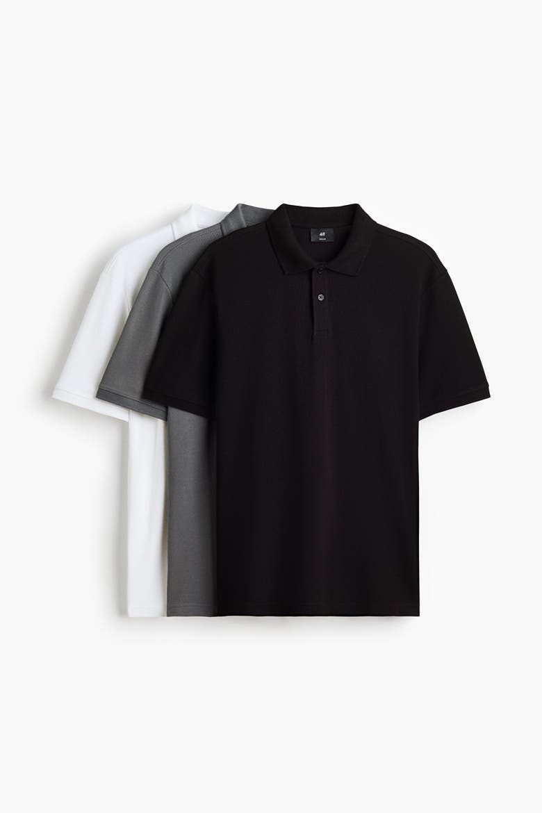 3-pack Regular Fit Polo Shirts, Main, color, White/black