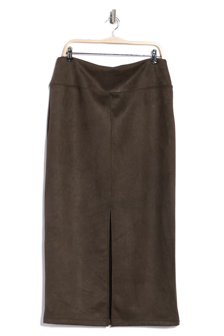 Faux Suede Midi Skirt, Alternate, color, OLIVE