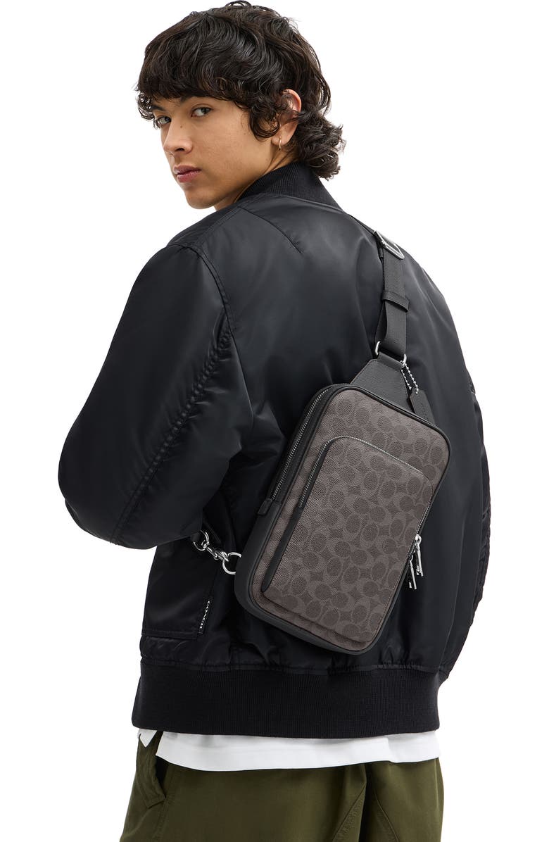 COACH Felix Signature Coated Canvas & Leather Sling Bag, Alternate, color, Grey Signature