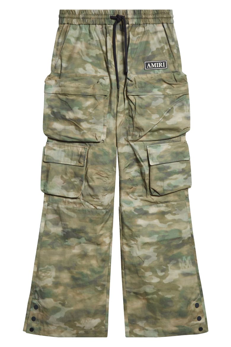 Camo Print Drawstring Cargo Pants, Alternate, color, CAMO