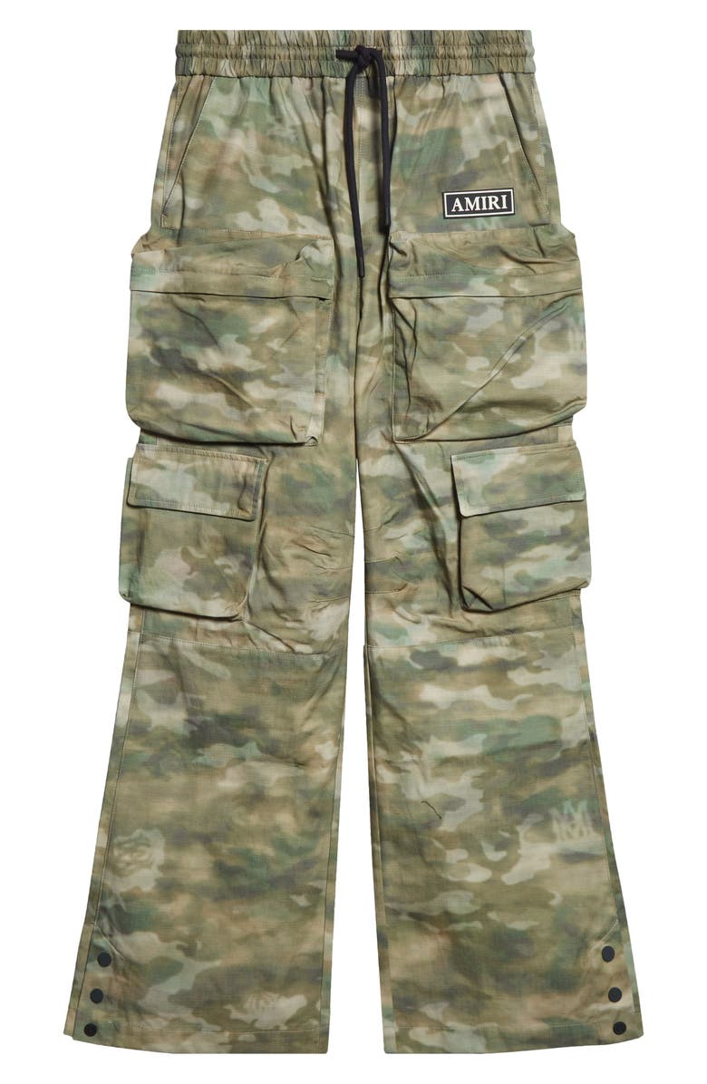 AMIRI Camo Print Drawstring Cargo Pants, Alternate, color, Camo
