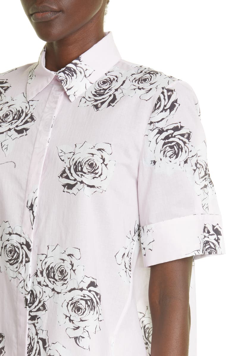 Adam Lippes Rose Print Cotton Voile Trapeze Top, Alternate, color, 