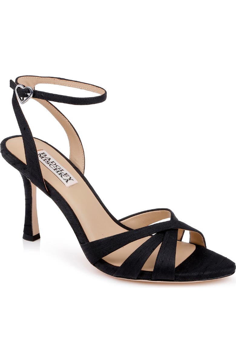 Badgley Mischka Collection Xeilani Ankle Strap Sandal, Main, color, Black Silk