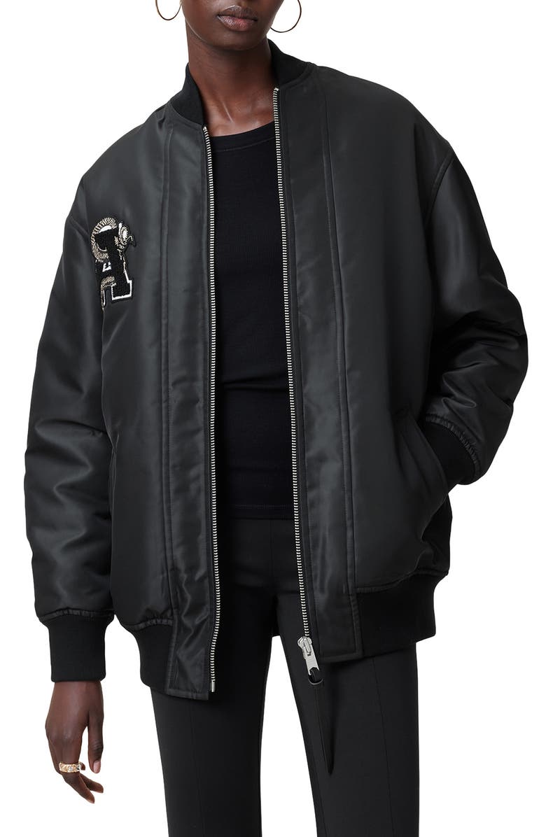 AllSaints Bettie Embroidered Bomber Jacket, Main, color,