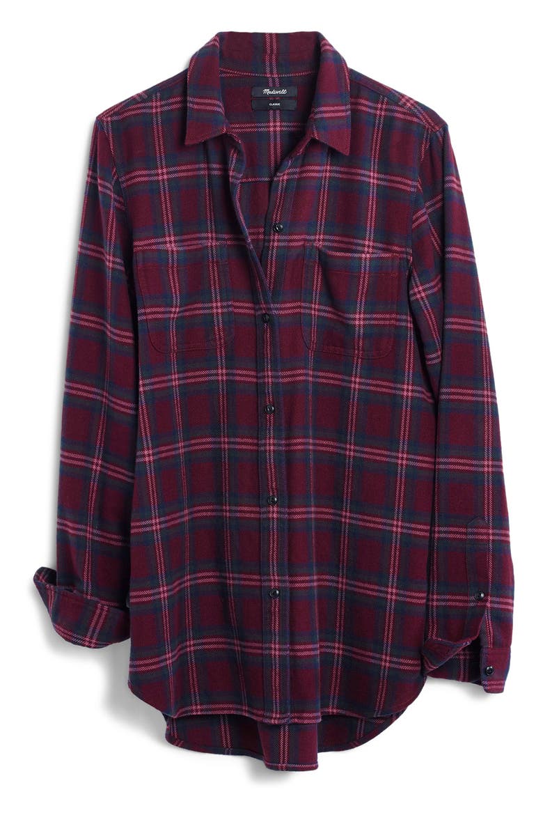 Shrunken Boyfriend Shirt, Alternate, color, DARK CABERNET