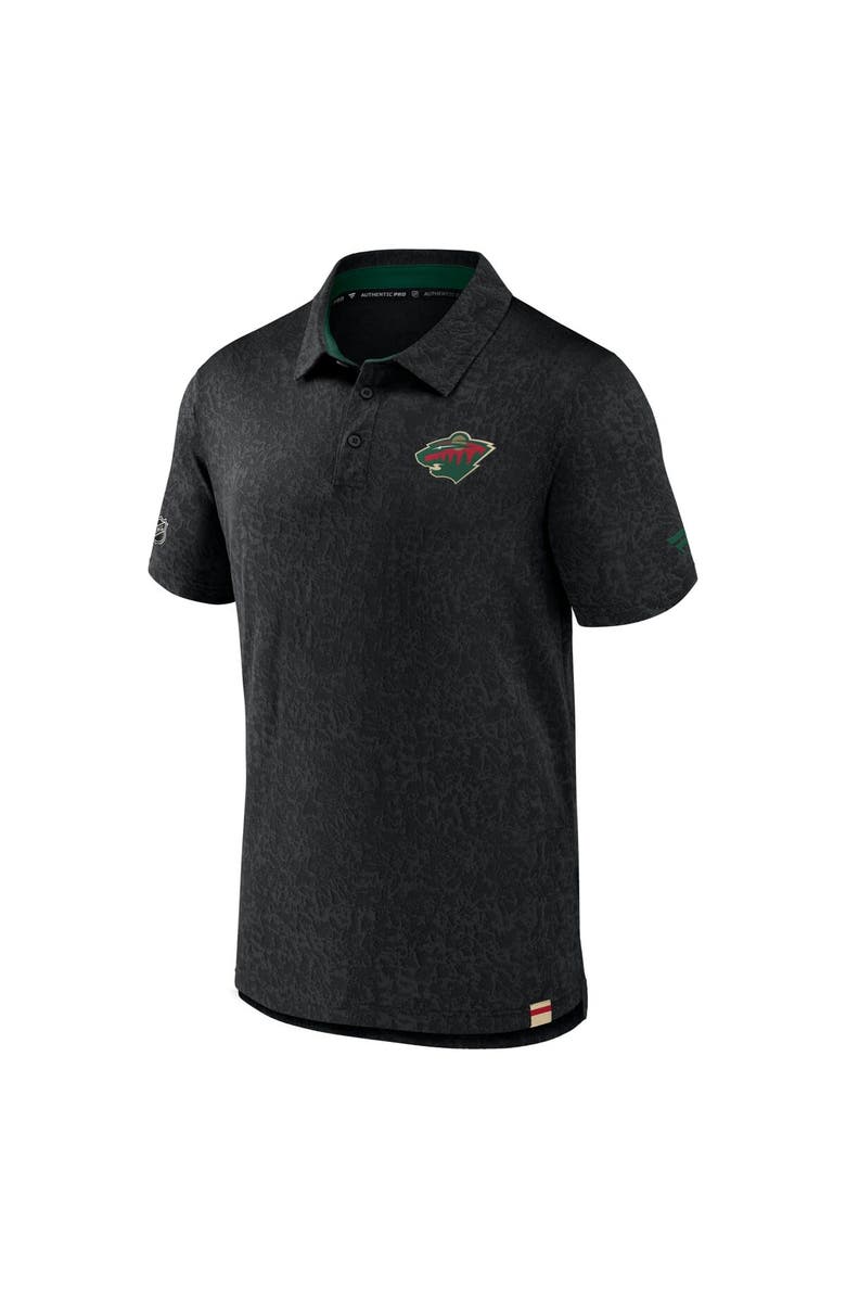 FANATICS Men's Fanatics Branded  Black Minnesota Wild Authentic Pro Jacquard Polo, Alternate, color, 