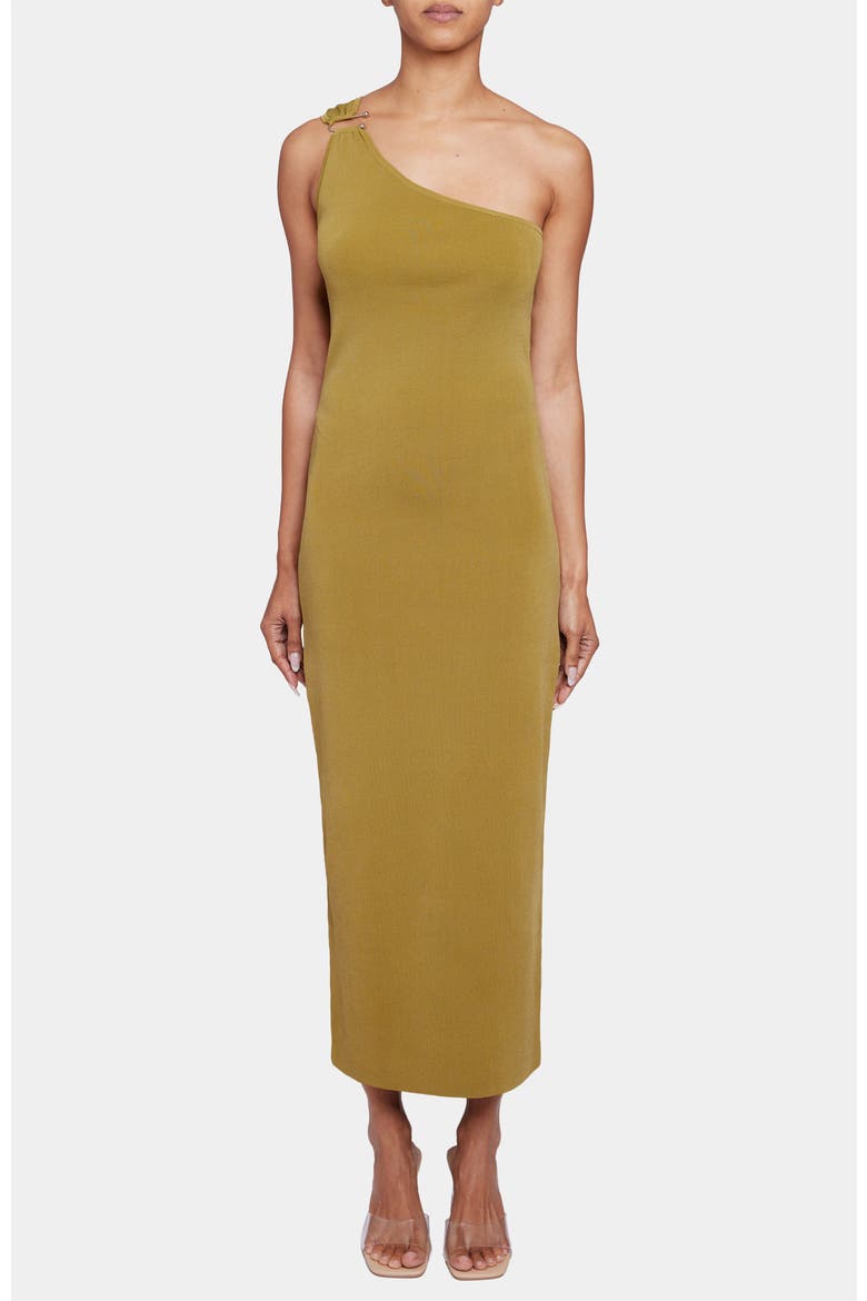Azalea Sleeveless One-Shoulder Bodycon Midi Knit Dress, Main, color, CHAMOMILE